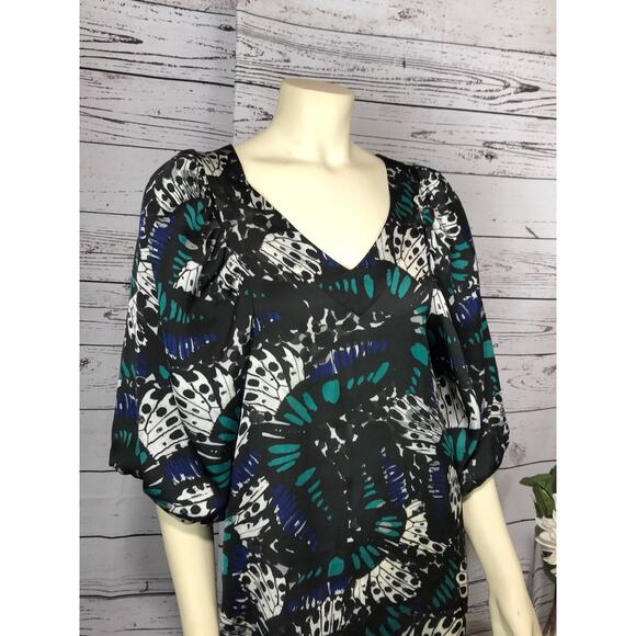 BCBG generation sheath dress, balloon sleeves  in black with green, blue size 6 - Picture 10 of 12